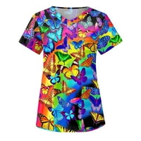 Ženski vrhovi okrugli dekolte Žene Bluse Casual Graphic Prints Košulje Kratki rukav Summer Multicolor