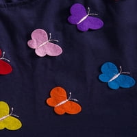 Glonme Baby Sunduss Butterfly haljine ruffle rukave za zabavu Ljeto mekani zamah zastoj tamno plava