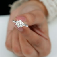 0. CT certificirani moissenitni cvjetni klasterski prsten za žene, moissan zaručnički prsten sa uvijenim