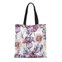 Platno tota torba Šarena akvarel uzorak cvijeće irisa ruža i lavande za višekratnu upotrebu namirnica