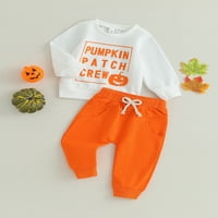 Qinghua TODDLER Baby Boys Halloween Outfits Pumpkin Pismo Ispuštajte duge dugih rukava i duge hlače