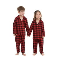 Dječji dječaci Djevojke Crvene crne plaćene pajama Outfits za dječji pamučni pamučni V-izrez dugih rukava