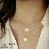 Početne ogrlice za žene 14K zlato napunjene dvostruke bočne oblikovene kovanice za žene slojeviti početne