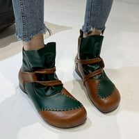 OAVQHLG3B Ženska vintage spajanje okruglica plus baršunaste cipele s kratkim cipelama golih ravnih čizama