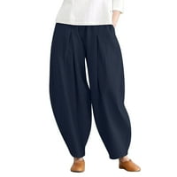Pgeraug pantalone za žene pamučne posteljine baggy hlače sa elastičnim strukom opuštene fit pantroke