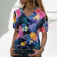 Ženska majica modne bluze Top cvijeće list ananas Funky prednji džep Ispiši Žene Ljeto Svakodnevno Vruće