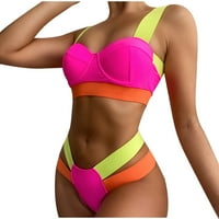Žene Push up kupaće kostim bikini set u boji blok ispod gornjeg dijela Bikini i izreza