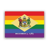 Rainbow Delaware Gay Pride naljepnica za zastavu - samoljepljivi vinil - Vremenska zaštitna - izrađena u SAD - Rainbows Flag LGBT LGBTQ LGBTQIA + pokret DE