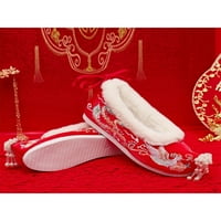 Woobling ženske stanovi Kineski stil Hanfu cipele vezene svadbene cipele bez klizanja vjenčanica crvena,
