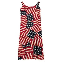 Žene 4. srpnja haljina haljina američke zastave ljeto plus veličina majica haljina strastvena patriotska