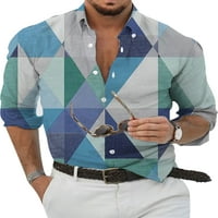 Glonme muški dugih rukava Redovna fit bluza Casual Jesenski košulje Geometrijski ispis Jesen The Majica