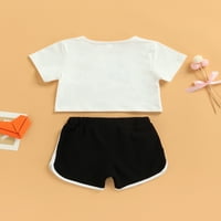 Canrulo Toddler Baby Girl Ispiši odjeću crtani srčani print kratkih rukava + kratke hlače ljetne odjeće
