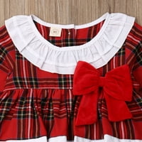 Bagilaanoe novorođene djevojke Božićne rumere haljina karirana ispis dugih rukava bodići za dječji dojenčad