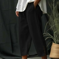 Ženska odjeća Žene Ljeto Ležerne prilike Čvrsto labave fit elastične struke posteljine hlače sa džepovima