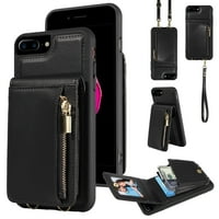 Case sa patentnim zatvaračem za iPhone SE &, vrhunska koža sa držačima organskih kartica Zipper Torbin