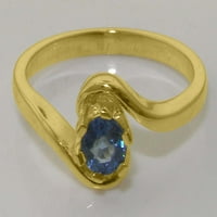 Britanci napravio 9k žuto zlato prirodno safir ženski Obećani prsten - Opcije veličine - Veličina 8,75