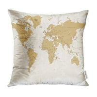 Svjetska karta u Vintage visoko detaljnom detaljnom svjetskom broju Europe Old Jastuk jastuk
