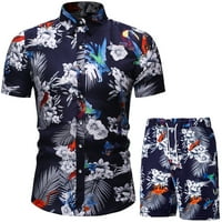 Odijela za muškarce Hlače rukave s kratkom dvosmjerni i ljetno plaža tiskani setovi Muške košulje Kratke
