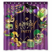 Predložak okvira sa zlatnim karnevalskim maskama na crnom vodootpornoj poliesterijskoj tkanini za tuširanje