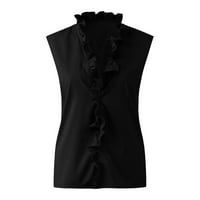 Yinmgmhj ženske majice ruffle majica V Top Dressy Casual Print Solid T izrez Žene Ljetne ženske majice