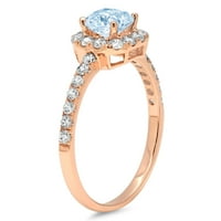 1.23CT Princess rez plavi simulirani dijamant 14k Gold Gold Anniverment Angažovanje halo prstena veličine