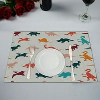 Crtani šareni različiti Dinosaur Silhouette Tabela Placemat Food Mat, paket od 2