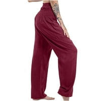 Ženske ljetne salone hlače pamučne posteljine velike struke duge hlače namijenjene pantalone čvrste