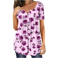 Bluze kratkih rukava za žensku modnu ispisanu labavu majicu kratkih rukava bluza okrugli vrat casual