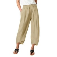 Ženske hlače za posao casual svakodnevno osam duljina džepova elastična struka čvrste ženske pantalone