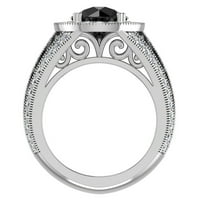 14k bijeli zlatni veliki crni dijamantni zaručni prsten za prstenje za rublje rubovi za prstene za dijamantne