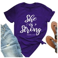 Pedort Young Womens vrhovi Trendy Žene Ležerne prilike kratkih rukava Majice Elastična bluza Purple,