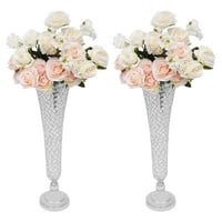 Visoki kristalni vjenčani središnji secies vaze, srebrna ruža zlatna metalna truba stol za stol za cvijeće
