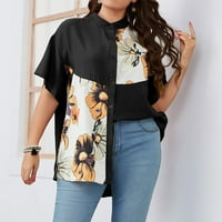 Mchoice puff rukava plus veličina Bluze za žene labave majice sa visokim vratom Casual Mekani cvijet