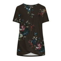 Ljetni vrhovi za žene Ženska V-izrez Casual Cvjetni print Majica Kratki rukav Tunic Tuns Bluza T majice
