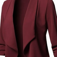 Ženska casual kardigan otvorena prednja jakna s dugim rukavima od pune boje plus veličine odijelo
