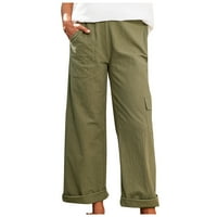Pedort ženske hlače, ležerne pamučne ženske posteljine hlače rela fit fenjer obrezane tankoverice sa