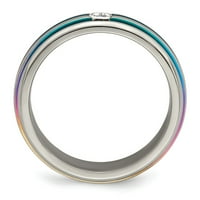 Grey Titanium prsten za vjenčanje višebojno ušunjeno safir okruglo okruglo bijelo