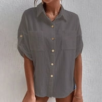 Fengqque Plus size za ženske dužine lakta labav fit bluza vrhova ručice od poklopce kratkih rukava bluza