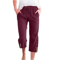 Modni ženskoj casual boji elastične labave hlače Ravne široke pantalone za noge sa džepom