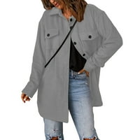 Moderska jakna za žene Modni pad i zimsko solidno gumb za kaput od kaputa Ležerni kaput od labavog runa