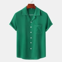 Muška majica kratkih rukava do majica Ljetna casual džepni košulje na plaži Green XXL