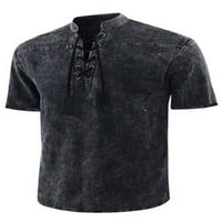 Rejlun muške majice stoji ovratnik majica čipka za čipke gore regularni fit bluza vrat za odmor đumbir