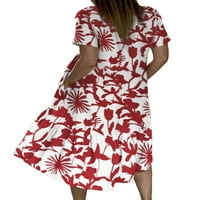 Rejlun dame Ljeto plaža Sundress Swing midi haljina cvjetne turske haljine labava boemska zabava crvena