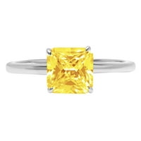 2. CT sjajan momak simulirani žuti dijamant 14k bijeli zlatni pasijans prsten sz 7.25