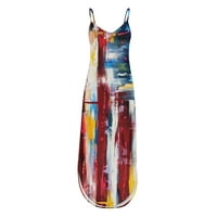 Yubatuo Neovisnosti Casual Boho Print Loose Sundress V izrez s ramena Maxi Beach Haljine za žene Vino