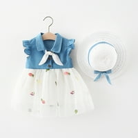 Baby Girls 6m-3Y Flyne rukave traper patchwork ananas tulle princeza haljina za hat za djecu