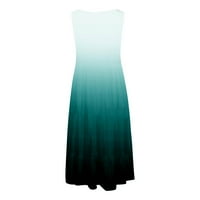 Ljetne haljine za žensku haljinu bez rukava iznad koljena casual sa solid scoop haljina od vrata zelenog xl