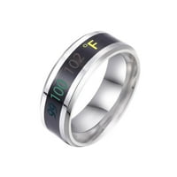 Nakit Titanium čelični temperaturni prsten Temperatura telesne temperature Smart temperature Promjena boje Titanijum čelični prikaz prstena za prstenje za žene Titanium čelični srebrni
