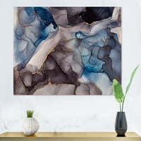 Art DesimanArt Siva i plava luksuzna apstraktna tečna umjetnost Moderna platna zidna umjetnost otisak