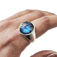 Labradorite Mans prsten, prirodna plava vatrogasna labradorite, srebrni nakit, srebrni prsten, rođendanski